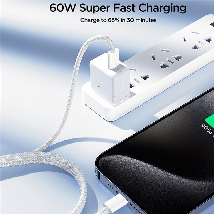 S-a45 Ben Series Braided 60w Fast Charging Data Cable (type-c To Type-c) 1m-white