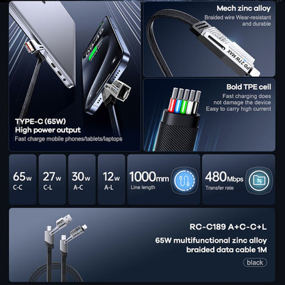 Remax Rc-c189 65w 4 In 1 Multi Functional Data Cable Black