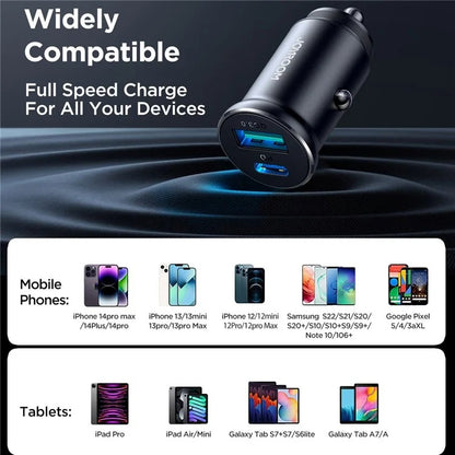 Joyroom Ccn05 Mini 30w Usb + Type-c Fast Charging (pd+qc3.0) Car Charger