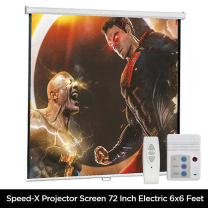 Projector Screen 72 Inch Electric Motorised  6x6 Feet 1:1mw Speed-x
