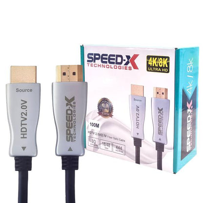 Speed-x 100m Fiber Hdmi Cable 2.0/2.1 Aoc(active Optical Cable) 30awg Copper Support 4k 8k Uhd (full Length)