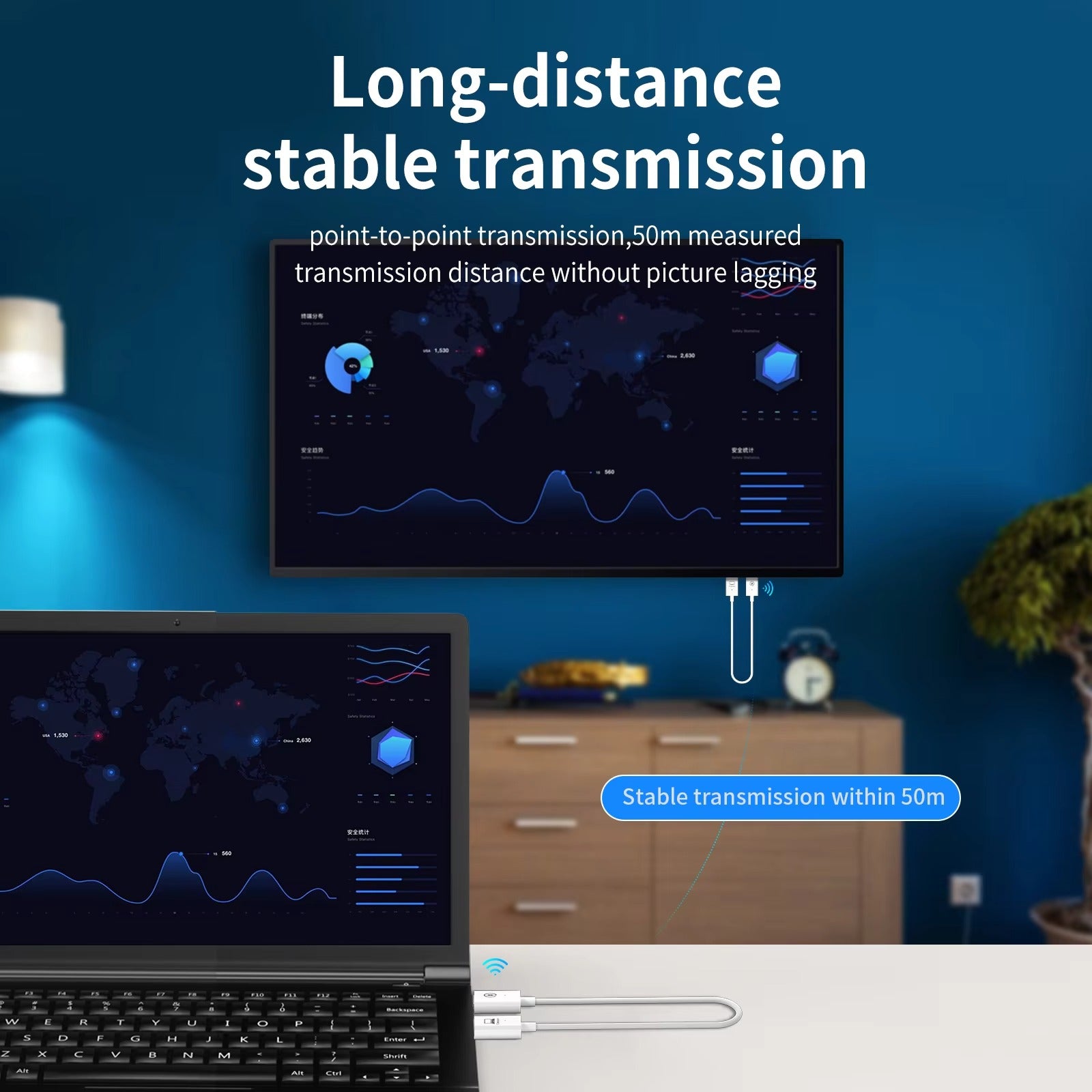 Cs6 50m Wireless Hdmi Extender Transmitter And Receiver For Hdtv/projector