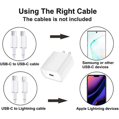 Iphone Usb-c Pd 20w Power Adapter Charger 2 Pin (usa Pin)