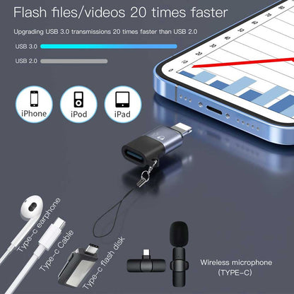 Usb-c To Lightning Otg Audio Adapter For Mic & Phone