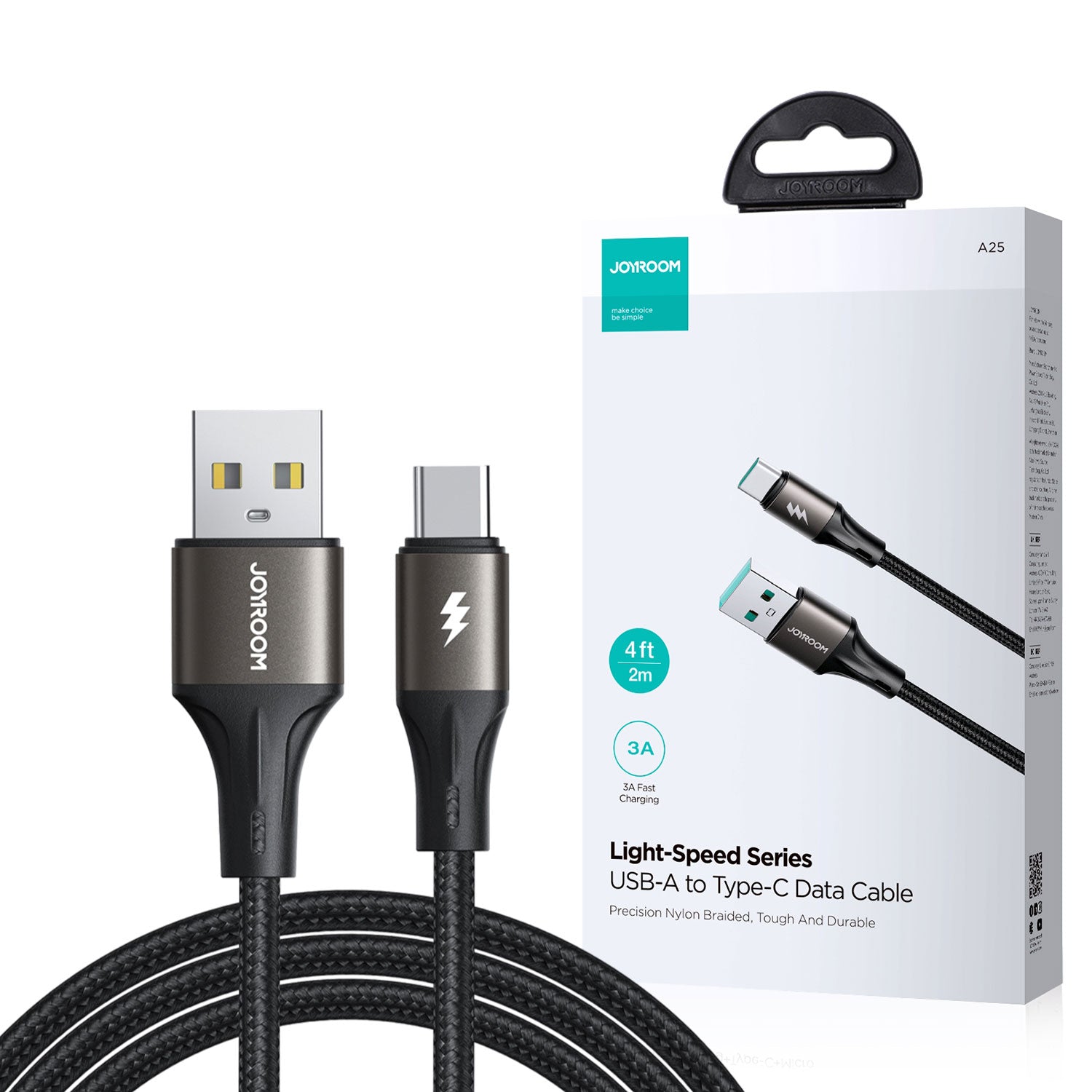 Joyroom S-a25 Light-speed Series 3a Fast Charging Data Cable (usb-a To Type-c) 1.2m-black