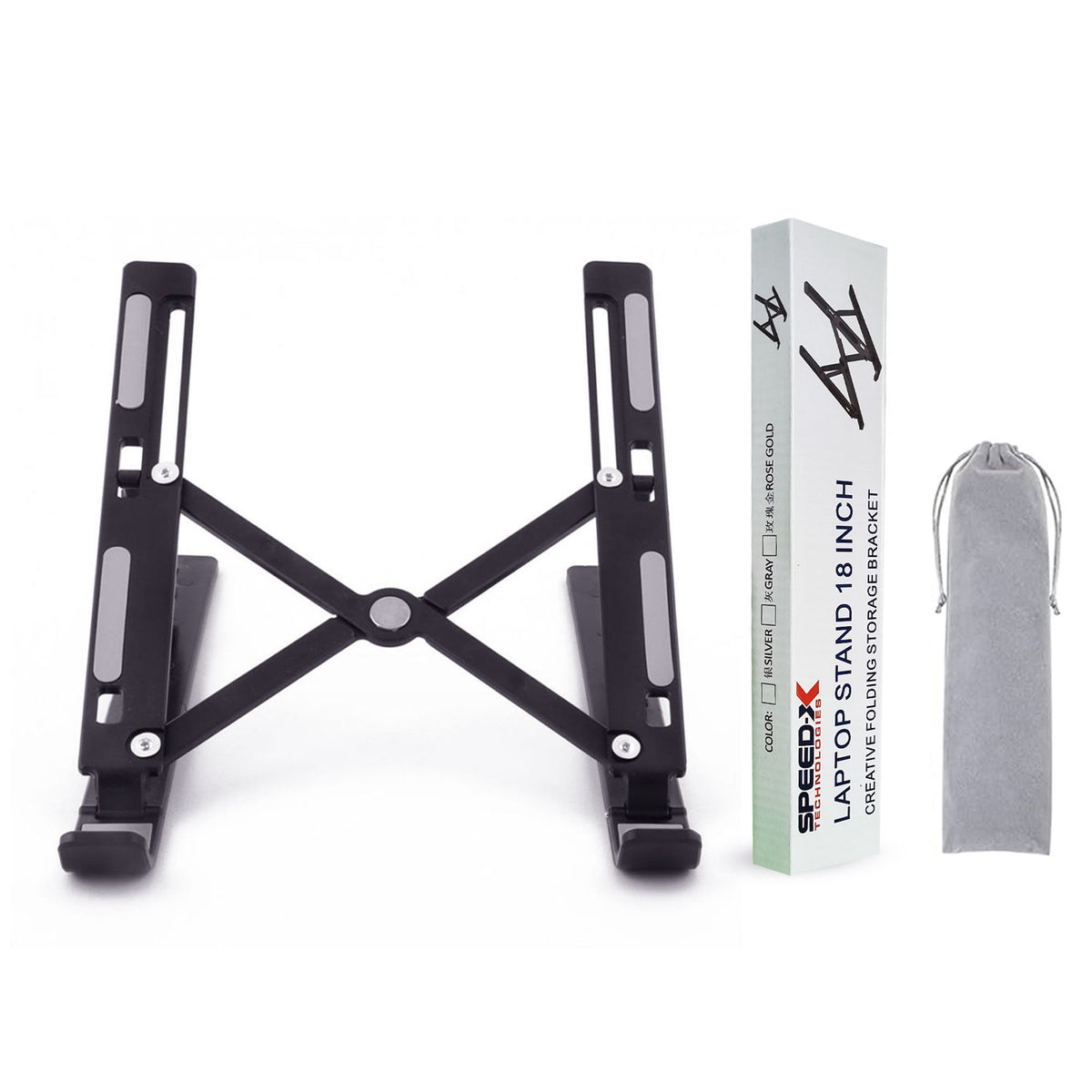 Speed-x 18 Inch Laptop Stand Creative Folding Storage Bracket Black
