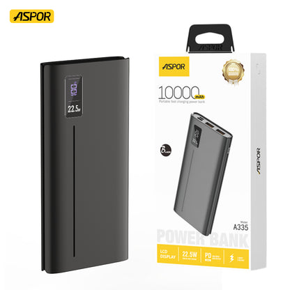 Aspor A335 Power Bank 10000mah 22.5w Pd+qc 3.0  With Lcd Digital Display