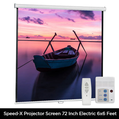 Projector Screen 72 Inch Electric Motorised  6x6 Feet 1:1mw Speed-x