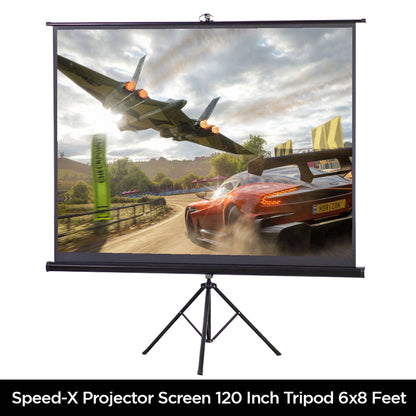 Projector Screen 120 Inch Tripod Portable 6x8 Feet 4:3mw Speed-x