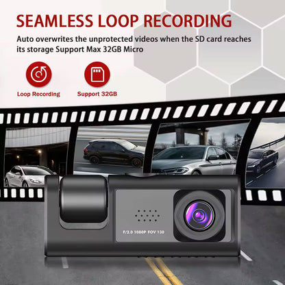 Y16 3 Channel Dash Cam Hd 1080p (170° Ultra-wide-angle A+ Lens) Front Rear Video