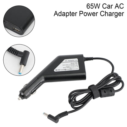 65w Hp Laptop Car Charger 4.5x3.0mm 19.5v 3.33a Blue Pin With Usb Port