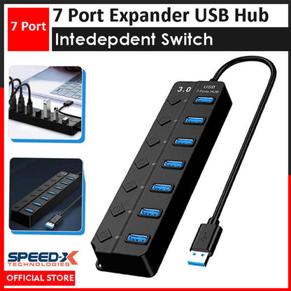Speedx Sp-uhs307 7-port Expander Usb 3.0 Hub With Independent Switch Plug Play