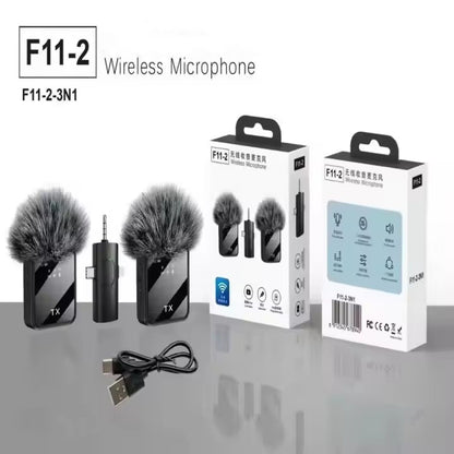 F11-2 (3 In 1) Noise Cancelling Wireless Dual Microphone