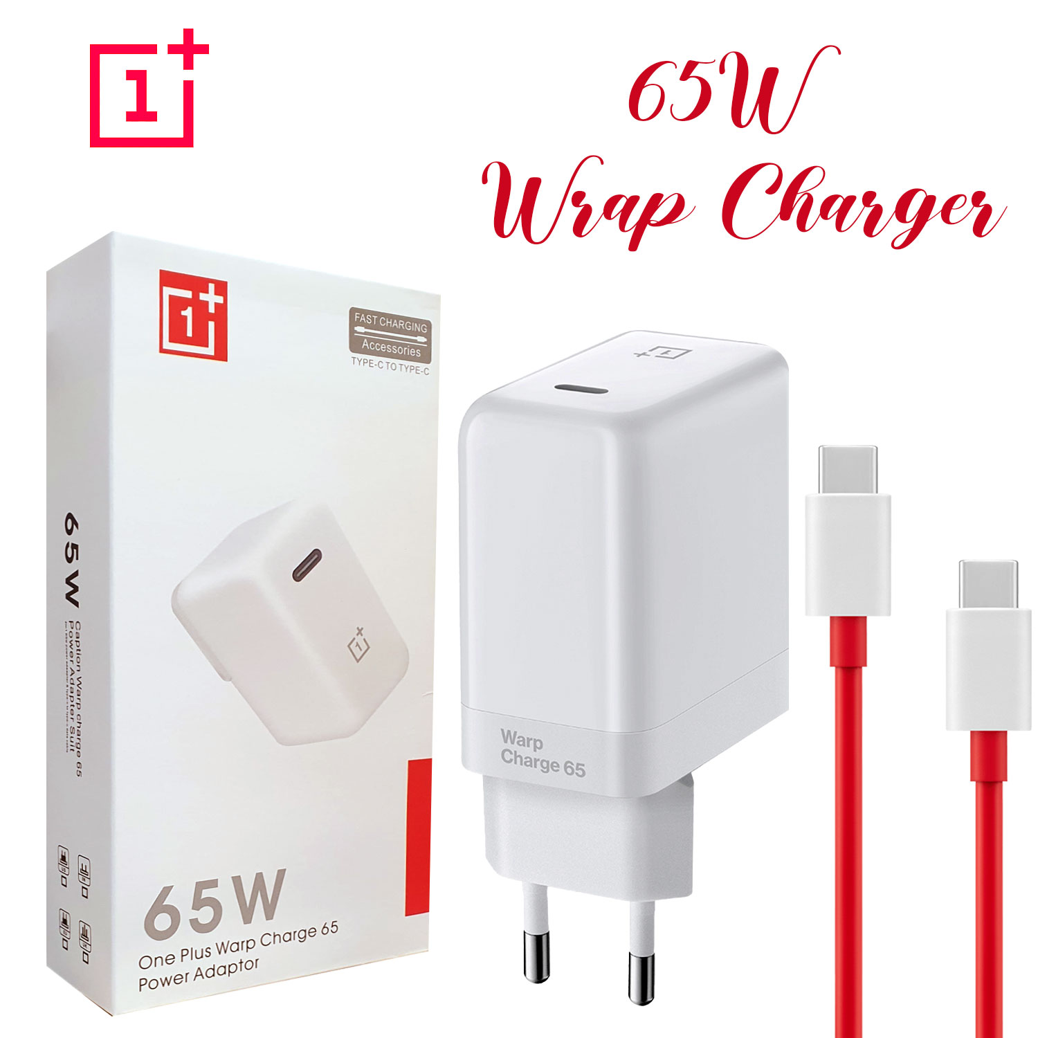65w Original Oneplus Super Fast Warp Charge (eu Pin) With Usb Type C To Type C Cable