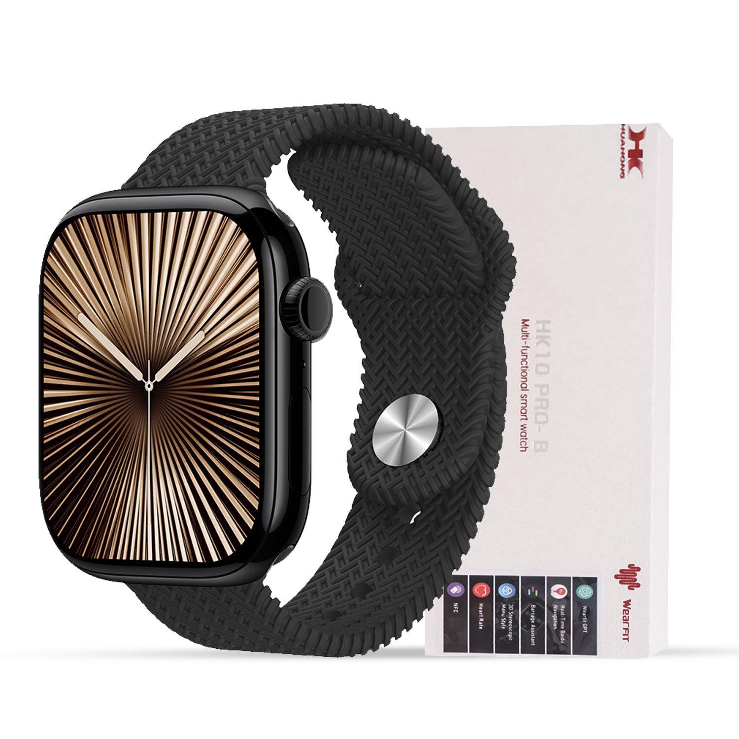 Hk10 Pro B 2.02 Amoled Display G-sensor Ai Features With Wearfit Pro App 2 Straps Black