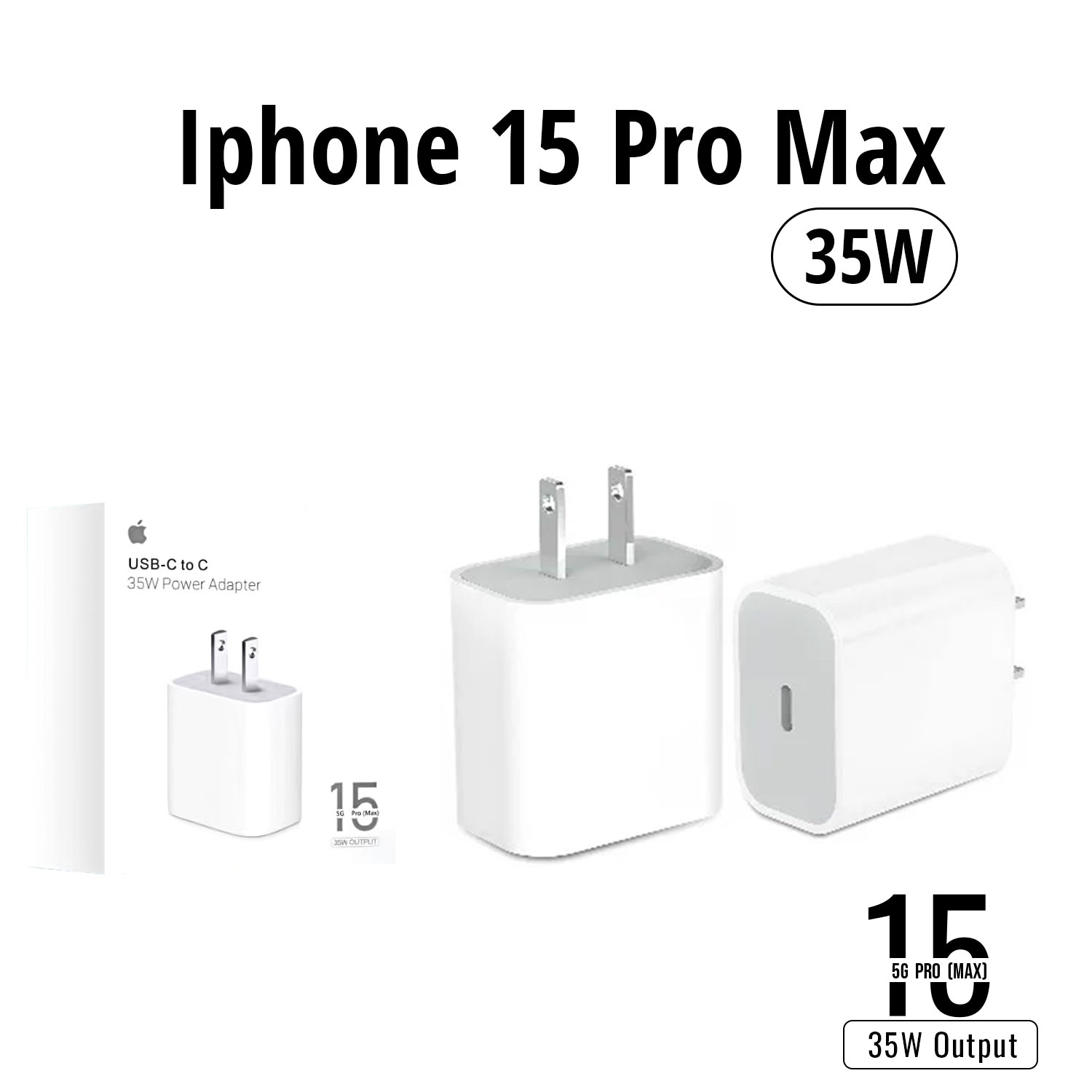 Iphone 15 Pro Max 2 Pin (us Pin) 35w Usb-c Power Adapter