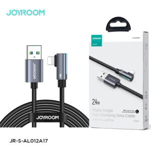 Joyroom S-al012a17 Smoothgame Series 2.4a Usb-a To Lightning Right Angle Fast Charging Data Cable 1.2m-black