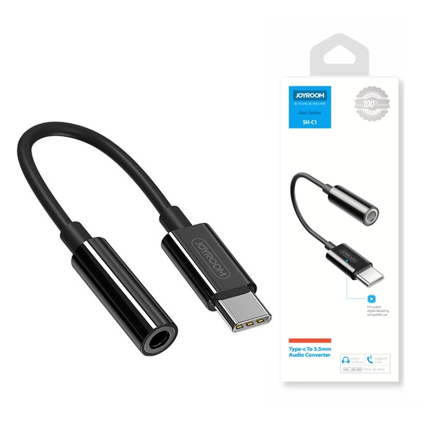 Joyroom Sh-c1 Type-c To 3.5mm Audio Conversion Cable Digital Black