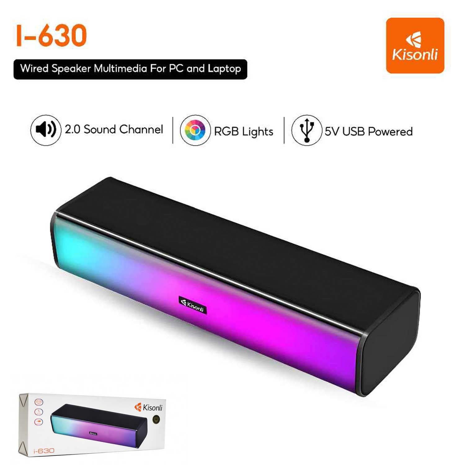 Kisonli I-630 Speaker Pc+bt Multimedia Usb Plug Rgb Colorful Light