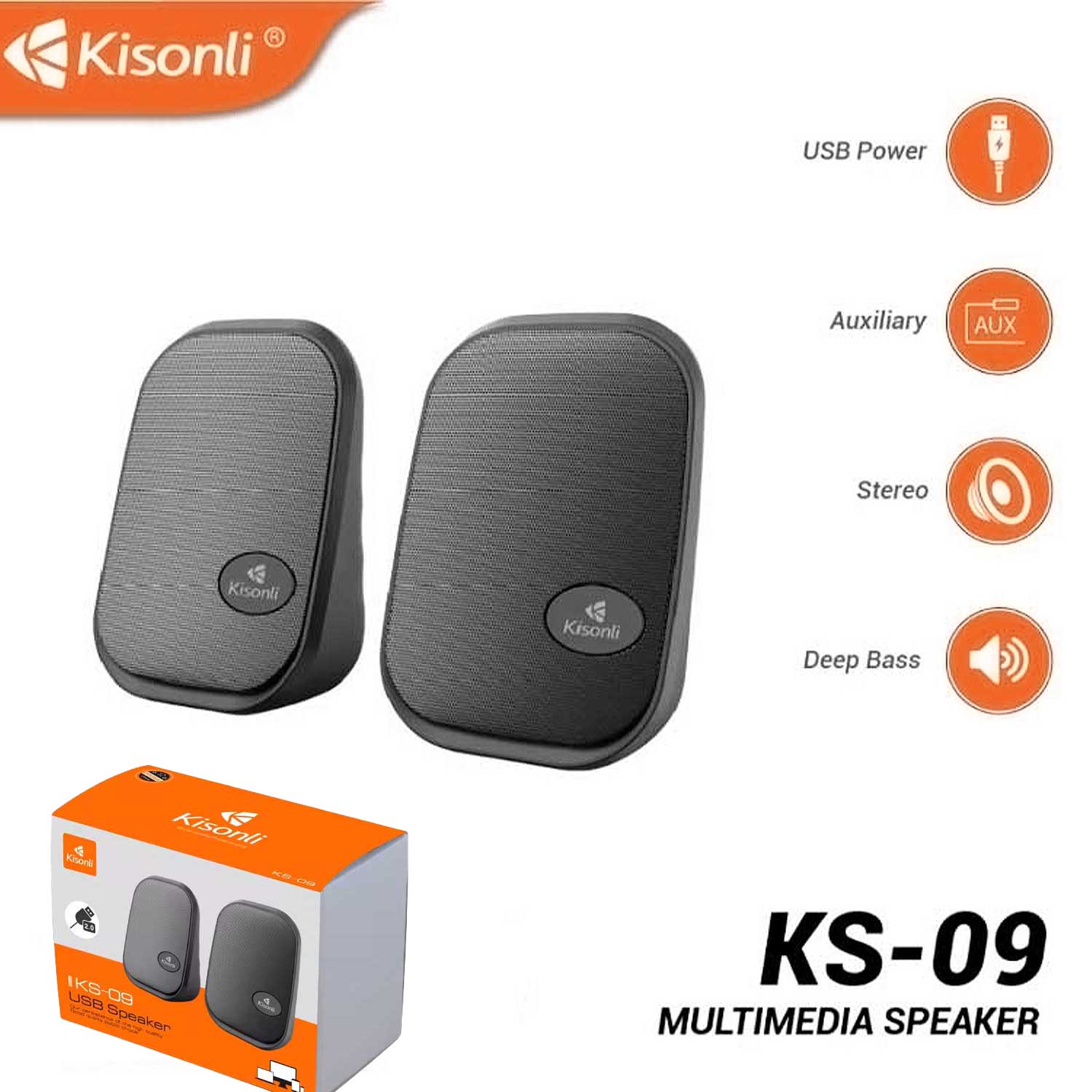 Kisonli Ks-09 Fashionable 2 Inch Audio Speakers For Pc Or Laptop