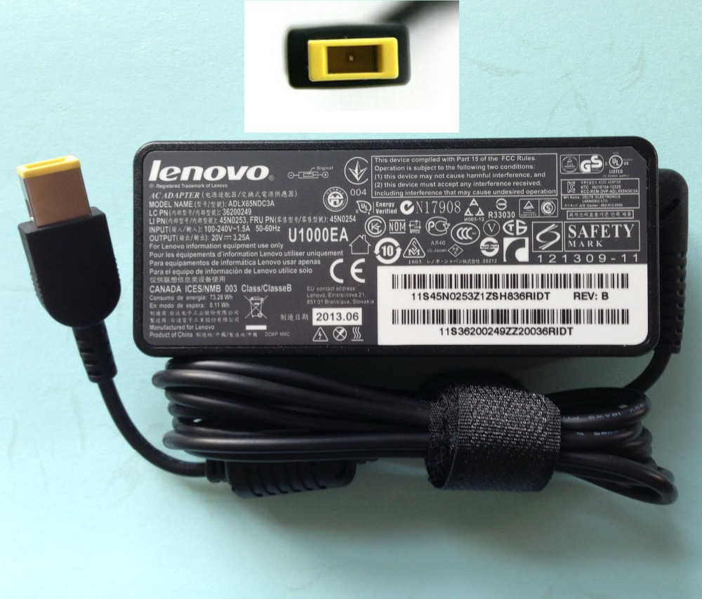 Lenovo Square Pin Laptop Charger 20v 325a 65w (usb)