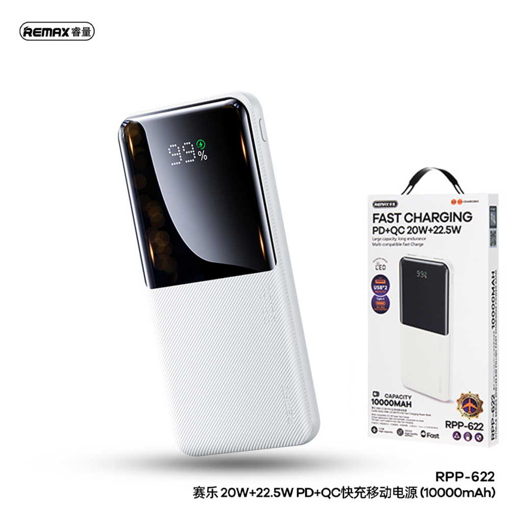 Remax Rpp-622 20w+22.5w Pd+qc Fast Charge Power Bank 10000mah White