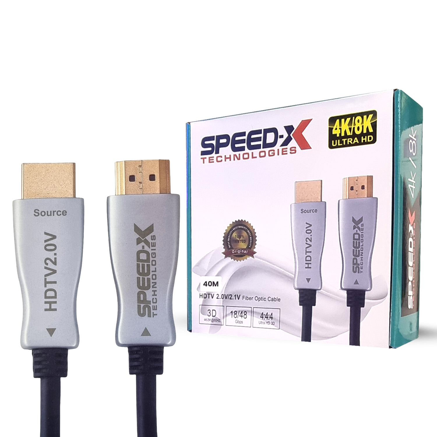 Speed-x 40m Fiber Hdmi Cable 2.0/2.1 Aoc(active Optical Cable) 30awg Copper Support 4k 8k Uhd