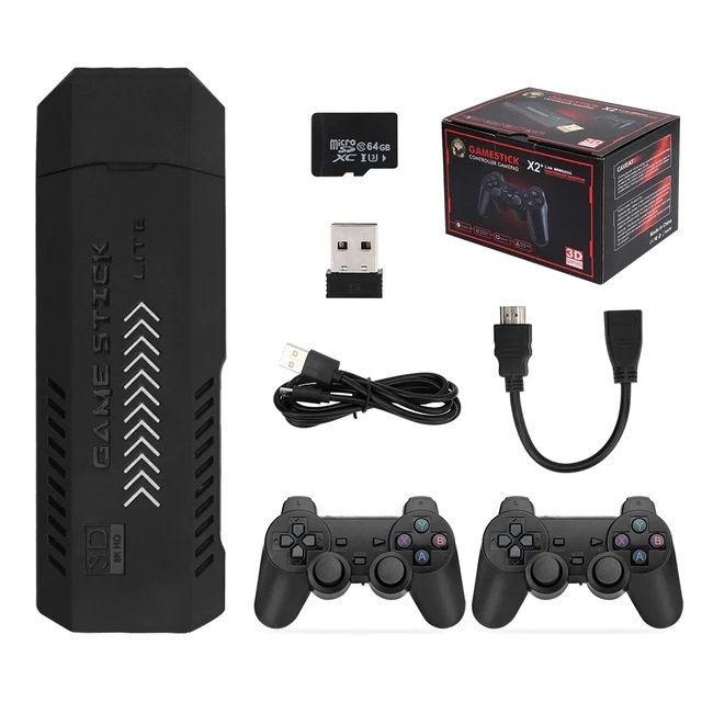 X2 64gb Plus Retro 3d 32000+ Video Games 4k Hd Output Game Stick With 2 Wireless Controllers